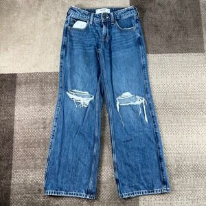 Hollister Low-Rise Baggy Distressed Blue Jeans Womens W23 Short 000s 2000s Style